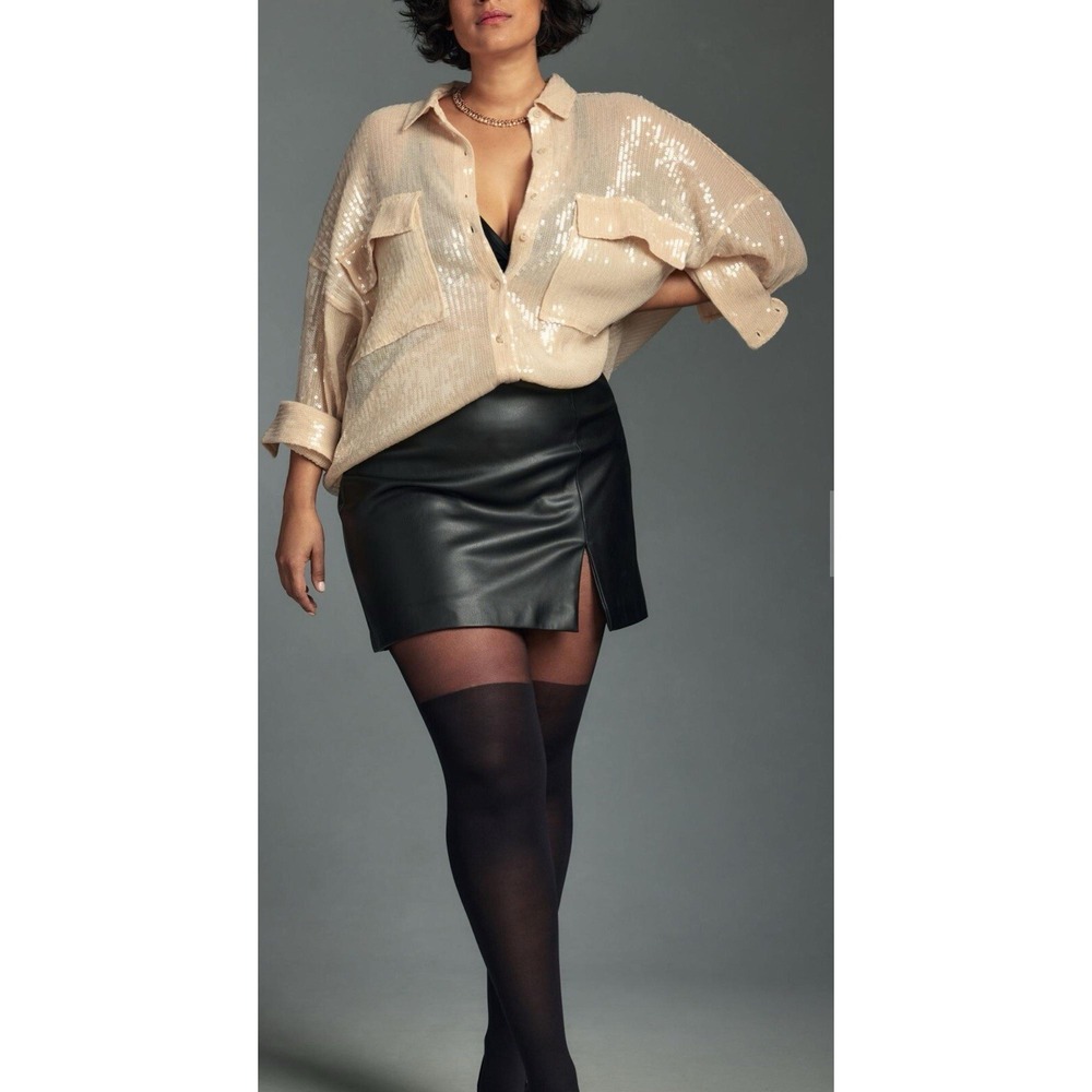 NWT Anthropologie PILCRO Sequin Oversized Buttondown Shirt Size 2X $158